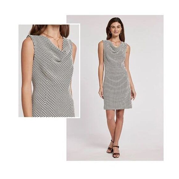 ✨Talbots Drape Neck A Line Luxe Stretch Jersey Midi Sz Large Dress✨ - Picture 7 of 7